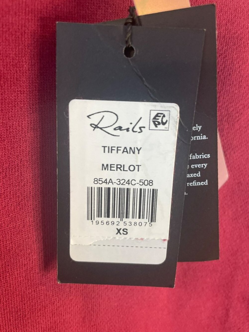 Rails Tiffany Merlot Sweatshirt Crew Neck Puff Sleeves Merlot Wmns Sz XS $178NEW - Picture 6 of 10